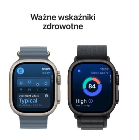 Apple Watch Ultra 3 GPS + Cellular, koperta 49 mm z tytanu w kolorze naturalnym, opaska Trail w kolorze niebieskim/jaskrawoniebieskim 