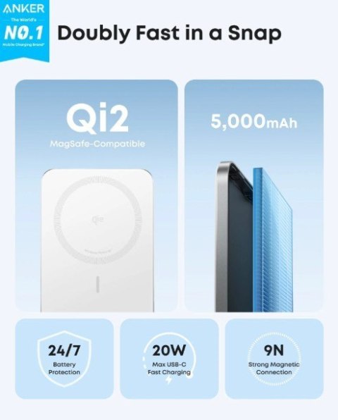 Anker PowerBank Nano 5k mAh slim biały