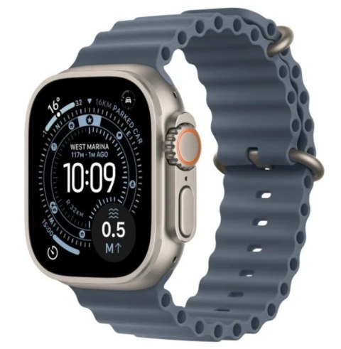 Apple Watch Ultra 3 GPS + Cellular Koperta 49 mm z tytanu w kolorze naturalnym Pasek Ocean w kolorze marynarskiego granatu