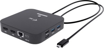 Replikator - i-tec USB-C Dual HDMI 2xHDMI 4K 60Hz 2x USB-C (10Gbps+5Gbps) 4x USB-A (2x5Gbps) Power Delivery 100W LAN Audio
