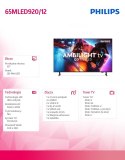 Philips Telewizor QD MiniLED 65 cali 65MLED920/12