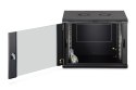 Szafa sieciowa wisząca DYNAmic 19" 9U rack 600x450, drzwi szyba, czarny, niedzielona, złożona, 60kg