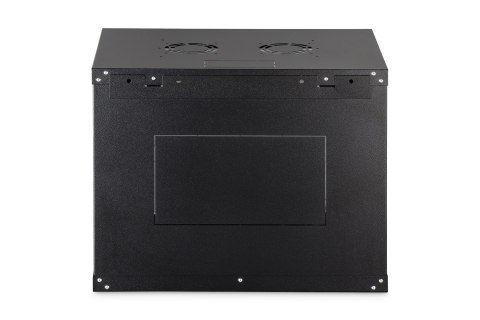 Szafa sieciowa wisząca DYNAmic 19" 9U rack 600x450, drzwi szyba, czarny, niedzielona, złożona, 60kg