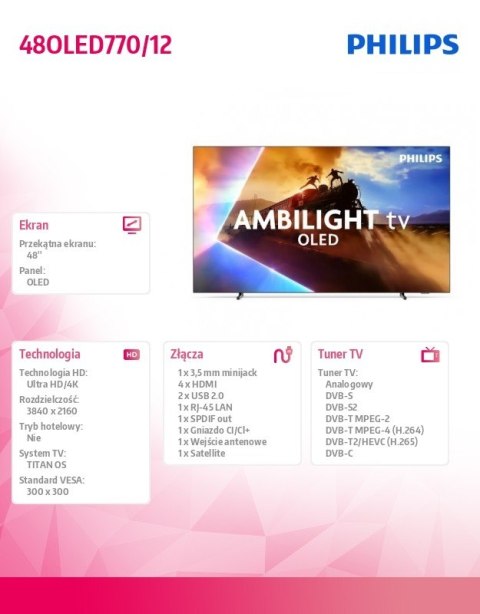 Philips Telewizor OLED 48 cali 48OLED770/12