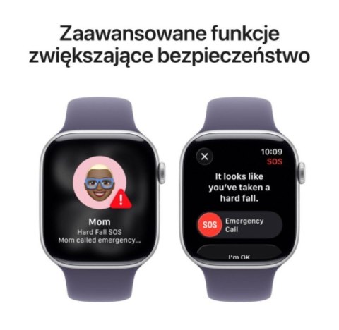 Apple Watch Series 11 GPS+Cellular koperta 42 mm z aluminium w kolorze srebrnym, pasek sportowy w kolorze mlecznego fioletu - rozmiar 