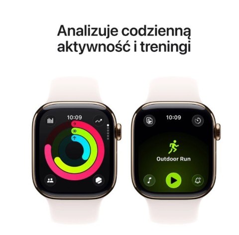 Apple Watch Series 11 GPS + Cellular koperta 42 mm z tytanu w kolorze złotym, pasek sportowy w kolorze łagodnego różu - rozmiar M/L
