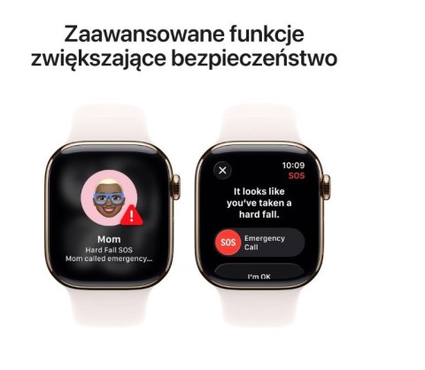Apple Watch Series 11 GPS + Cellular koperta 42 mm z tytanu w kolorze złotym, pasek sportowy w kolorze łagodnego różu - rozmiar M/L