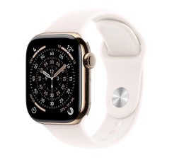 Apple Watch Series 11 GPS + Cellular koperta 42 mm z tytanu w kolorze złotym, pasek sportowy w kolorze łagodnego różu - rozmiar S/M