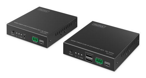 Przedłużacz (extender) światłowodowy HDMI 4K/60Hz z KVM USB 1.1 przez IP 1G, do 40km/300m, max. 253 odbiorniki, HDMI Loop-Out, A