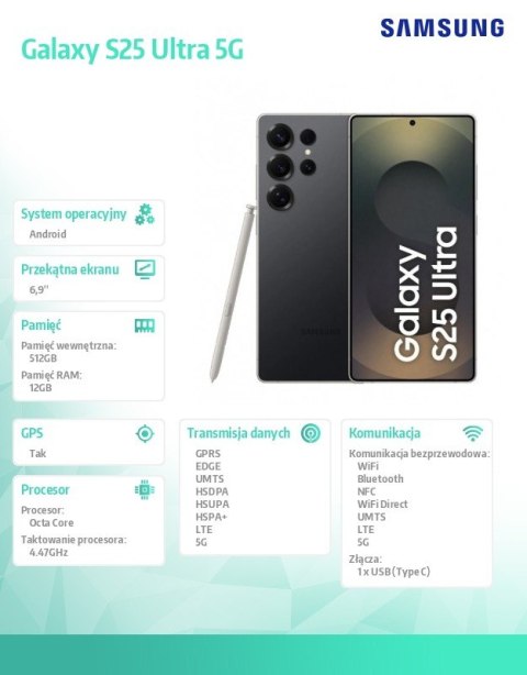 Samsung Smartfon Galaxy S25 Ultra 5G DualSIM 12/512GB czarny