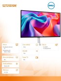 Dell Monitor 27 cali S2725DSM QHD IPS/2560x1440/HDMI/DP/3Y