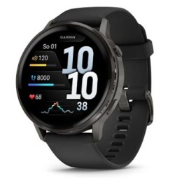 Garmin Venu 4 45mm Slate z silikonowym paskiem w kolorze Black