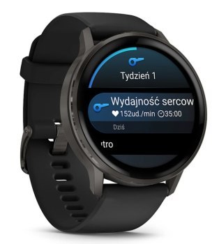 Garmin Venu 4 45mm Slate z silikonowym paskiem w kolorze Black