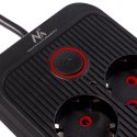 Maclean Listwa zasilająca MCE389 B 6 gniazd 4xUSB-A, 1xUSB-C 110-240V AC 50/60Hz, 2.1A max 2500W, czarna