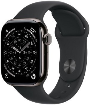 Apple Watch Series 11 GPS + Cellular 42mm Slate Titanium Case | Black Sport Band - S/M