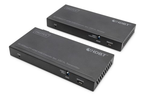 Extender HDBaseT KVM Zestaw, 150 m, 4K/60Hz, USB 2.0, PoC, IR, czarny