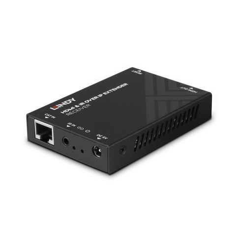 Lindy HDMI i IR over IP Extender - Odbiornik, 1920 x 1080 pikseli, Amplituner AV, 150 m, Przewodowy, HDCP