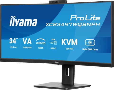 Monitor IIYAMA 86,4cm (34") XCB3497WQSNPH-B1 21:9 HDMI+DP+USB-C Webc