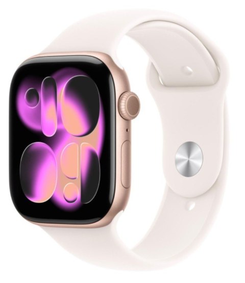 Apple Watch Series 11 GPS+Cellular, koperta 46 mm z aluminium w kolorze różowego złota, pasek sportowy w kolorze łagodnego różu - rozm