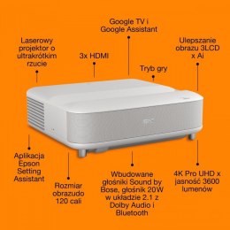 Epson Projektor EH-LS670W 3LCD KD 4KUHD/3600L/5m:1/16:9/biały