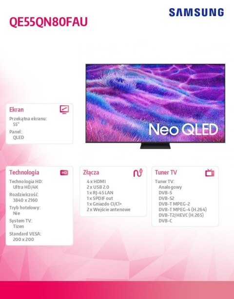 Samsung Telewizor QLED 55 cali QE55QN80FAUXXH