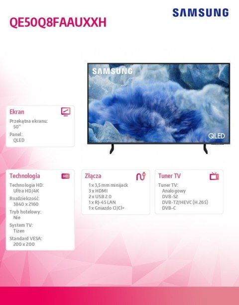 Samsung Telewizor QLED 4K 50 cali QE50Q8FAAUXXH