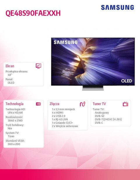 Samsung Telewizor OLED 48 cali QE48S90FAEXXH