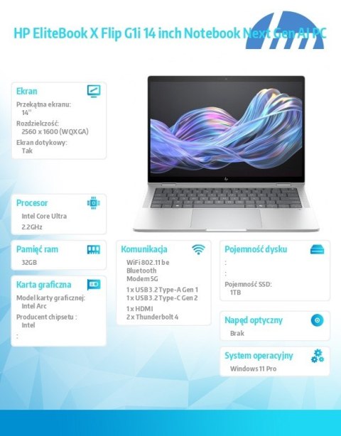 HP Inc. Notebook EliteBook X Flip G1i U7 258V 1TB/32GB/W11P/14 B9ZX5ET