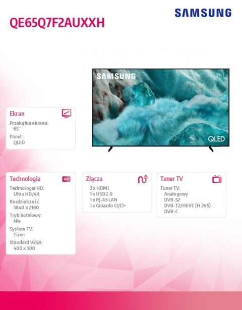 Samsung Telewizor QLED 65 cali QE65Q7F2AUXXH