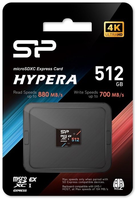 Silicon Power Karta pamięci microSDXC 512GB Express 7.1, PCIe Gen 3x1, NVMe, 880MB/s