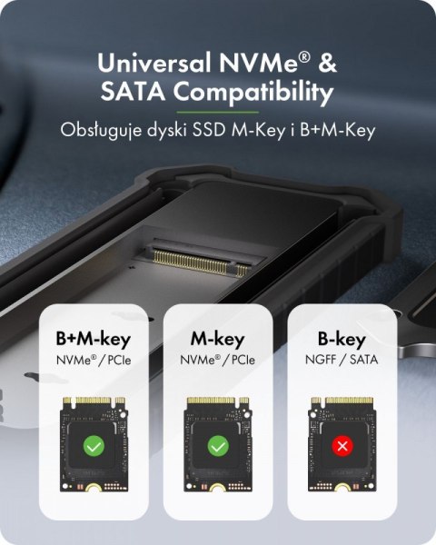 IcyBox Obudowa M.2 NVMe i SATA USB 3.2 Gen 2, 10 Gbit/s IB-1827MCP-C31