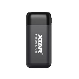 XTAR ŁADOWARKA Z FUNKCJĄ POWER BANK DO AKUMULATORÓW CYLINDRYCZNYCH LI-ION 18650/20700/21700 CZARNA - 2 KANAŁY PB2SLV2