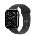 Apple Watch Series 11 GPS + Cellular, koperta 46 mm z tytanu w kolorze łupku, pasek sportowy w kolorze czarnym - rozmiar S/M