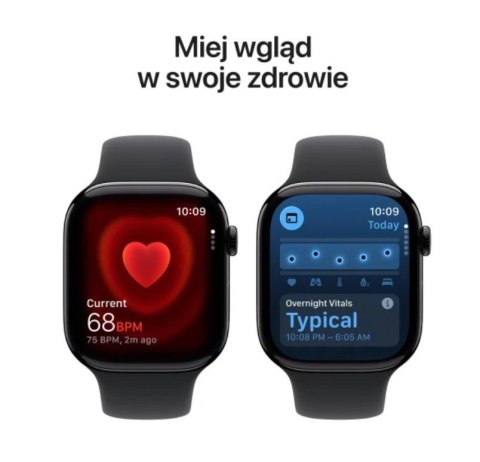Apple Watch Series 11 GPS + Cellular, koperta 46 mm z tytanu w kolorze naturalnym, pasek sportowy w kolorze górskiej szarości - rozmia