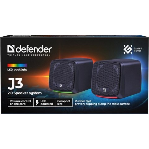Defender Głośniki komputerowe J3 2.0 6W LED USB Czarne