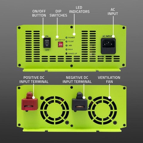 Inteligentna profesjonalna ładowarka Qoltec Monolith 51917 do akumulatorów LiFePO4 AGM GEL SLA | 70A | 12V | Szybkie ładowanie