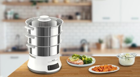 Tefal Convenient Series Deluxe VC502D szybkowar parowy 3 kosze, Blat 900 W Stal nierdzewna, Biały
