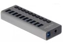 Delock Zewnętrzny USB 3.0 Hub z 10 portami i przełącznikami