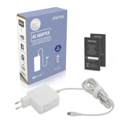 Zasilacz sieciowy Mitsu 45W USB-C, USBC, 5-20V, 2-3A (white) do notebooka