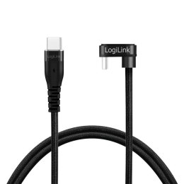 Kabel USB 2.0 LogiLink CU0191 USB-C - USB-C, M/M, kątowy, czarny, 2m