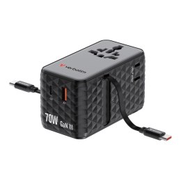 Adapter podróżny Verbatim Charge 'n' Travel GaN III globalny 1xUSB-C PD 3.0 QC 4+ 70W, 1xUSB-C PD 3.0 QC 4+ 60W, 1xUSB-C 5W, 1x 