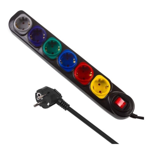 Listwa zasilająca Maclean MCE509 B przedłużacz 6 gniazd, z włącznikiem, 250VAC/10A, 1,5m