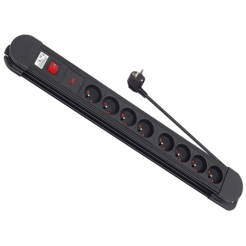 Listwa zasilająca przedłużacz Maclean MCE11 8 gniazd z 1 włącznik czarna 1,5m 2300W