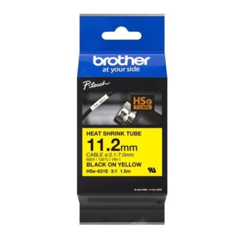 Rurka termokurczliwa Brother P-Touch HSE-631E 11.2mm x 1.5m (HSE631E) - żółta, czarny nadruk