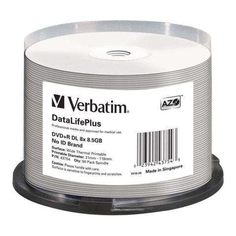 Płyty DVD+R DL Verbatim DataLife Plus 8.5GB 8x Wide Thermal Printable (Spindle 50)