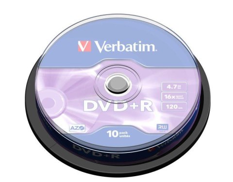 Płyty DVD+R Verbatim 16x 4.7GB (Cake 10) MATT SILVER