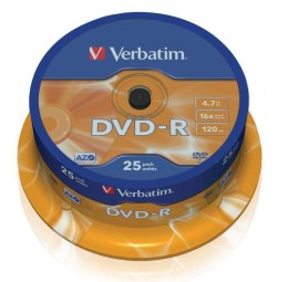 Płyty DVD-R Verbatim 16x 4.7GB (Cake 25) MATT SILVER
