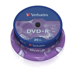 Płyty DVD+R Verbatim 16x 4.7GB Matt Silver (cake 25)
