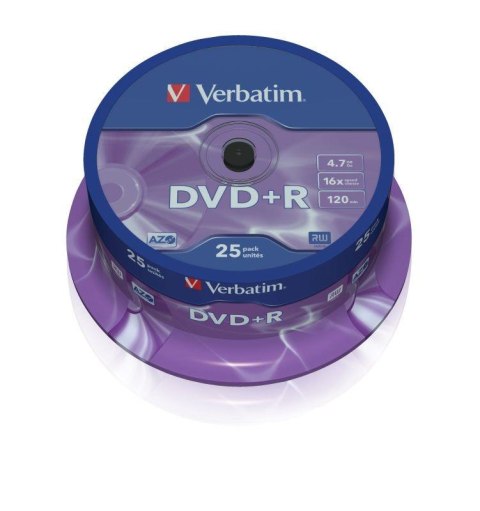 Płyty DVD+R Verbatim 16x 4.7GB Matt Silver (cake 25)