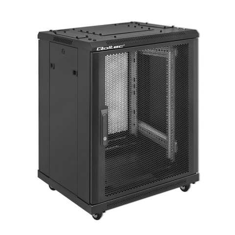 Szafa RACK Qoltec 19" | 15U | 600x600x855 | Perforowane drzwi | Stalowa obudowa